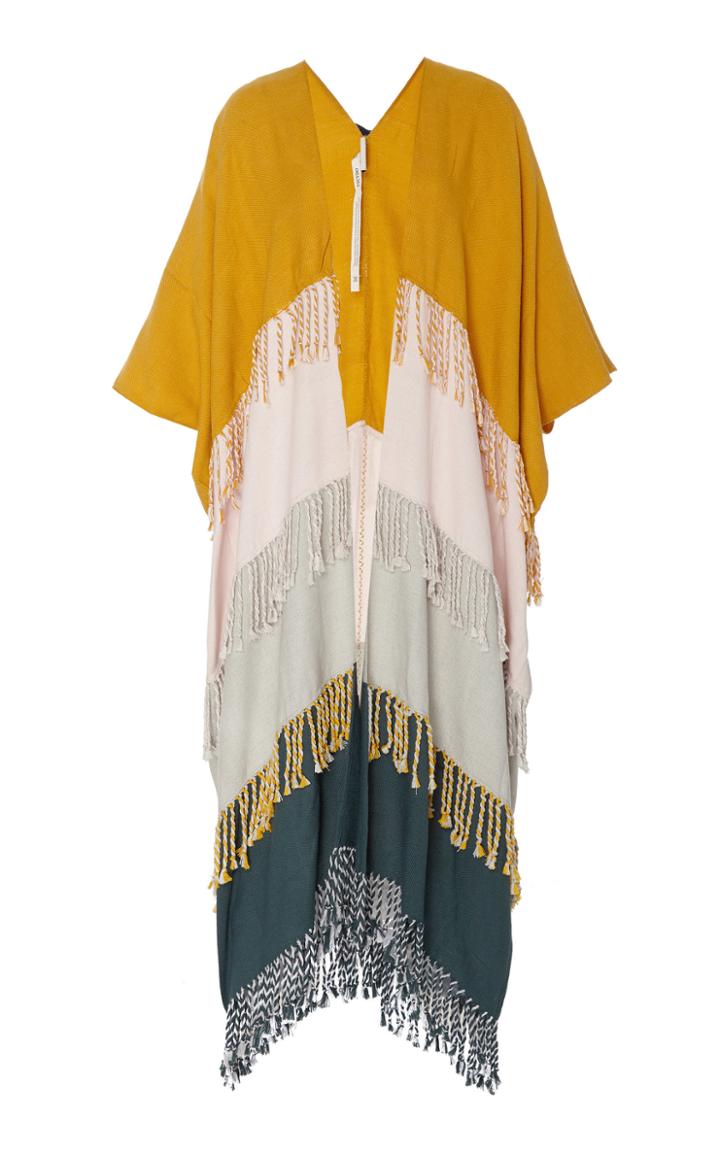 Escvdo Antilla Cotton Handwoven Coverup With Fringe Detail