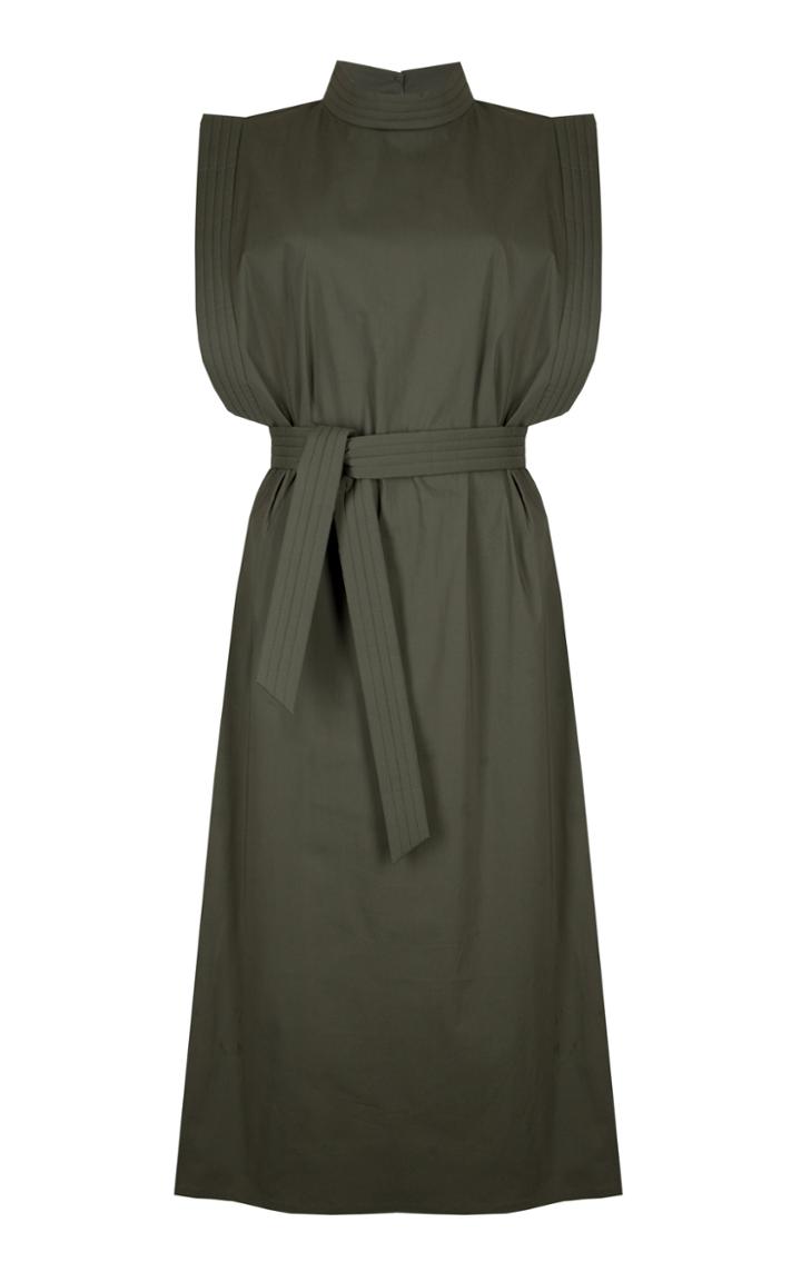 Moda Operandi Piece Of White Stella High-neck Open-side Poplin Dress