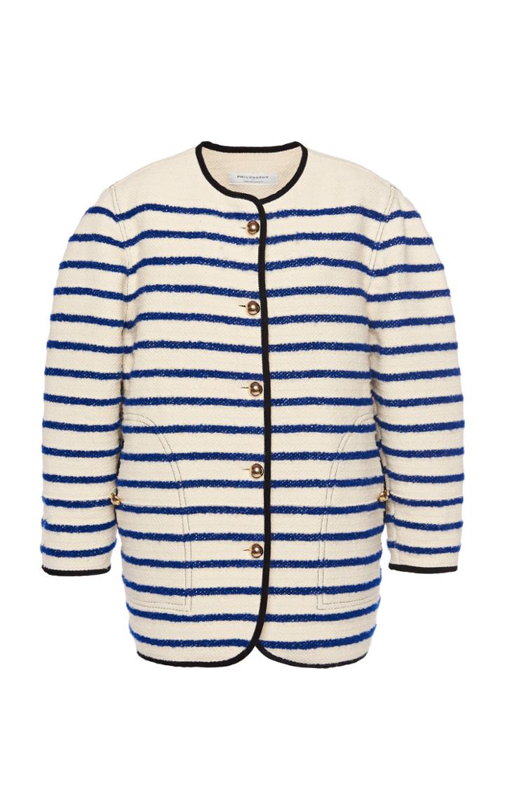 Philosophy Di Lorenzo Serafini Contrast-trim Striped Boucl Jacket