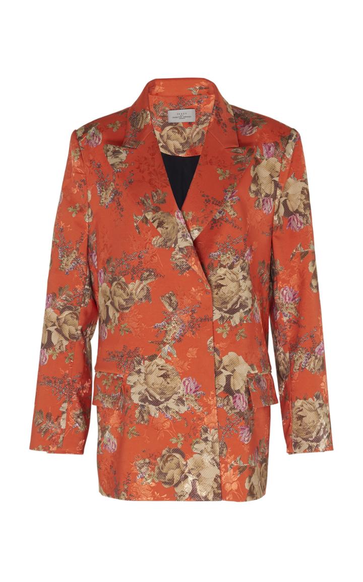 Preen By Thornton Bregazzi Gillian Floral Printed Satin Jacquard Blazer