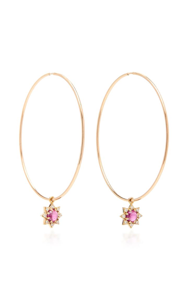 M.spalten 18k Rose Gold Garnet And Diamond Earrings