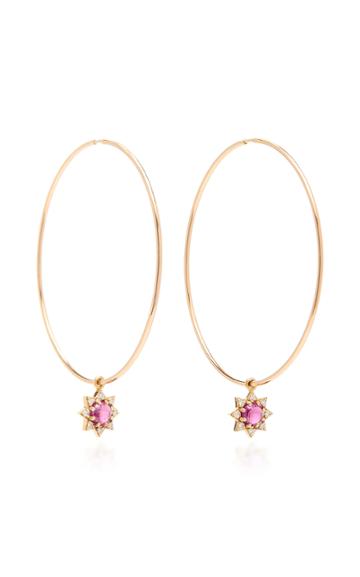 M.spalten 18k Rose Gold Garnet And Diamond Earrings