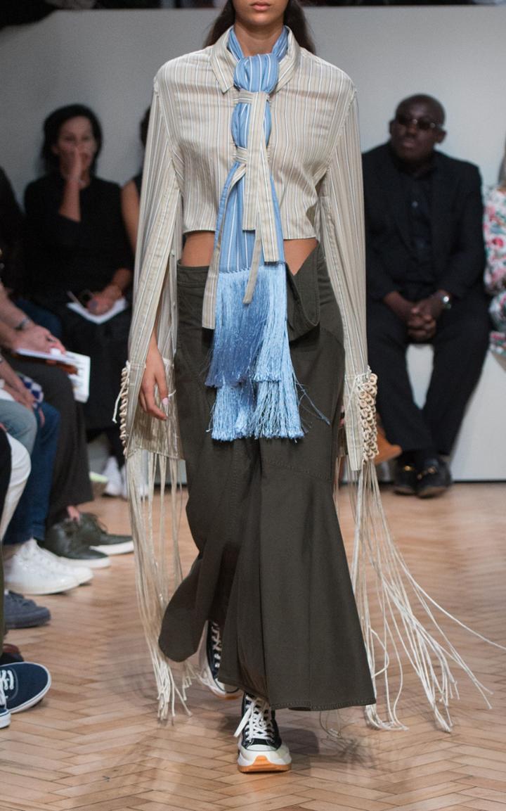 Jw Anderson Fringe Scarf Silk-blend Jacket