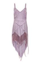 Roberto Cavalli Silk Embroidered Fringe Dress