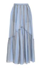 Three Graces London Leila Striped Cotton Maxi Skirt