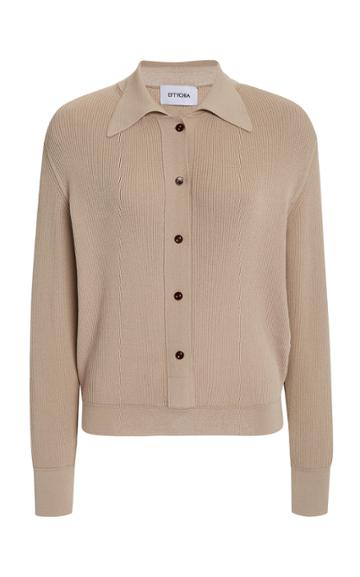 Eftychia Ribbed Knit Polo Top