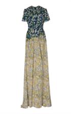 Rokh Gathered Floral-print Midi Dress
