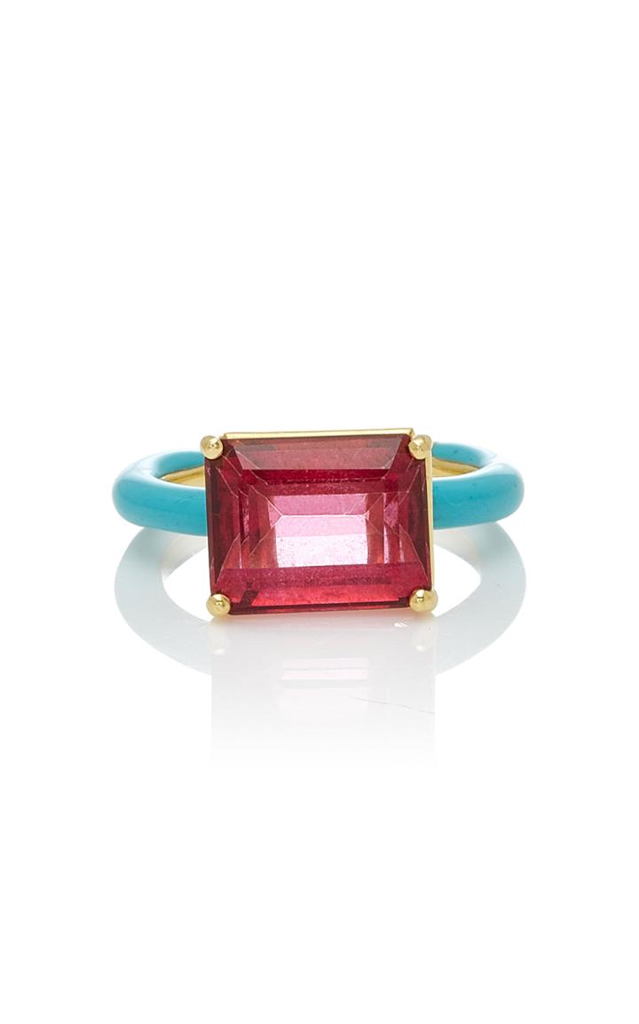 Sarah Hendler Mystic Turquoise Emerald Cut Stone Ring