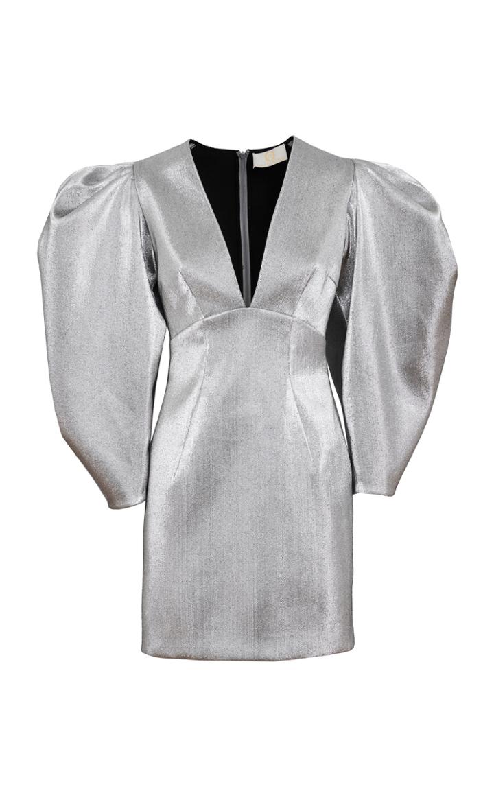 Sara Battaglia Puffed-sleeve Lurex Mini Dress