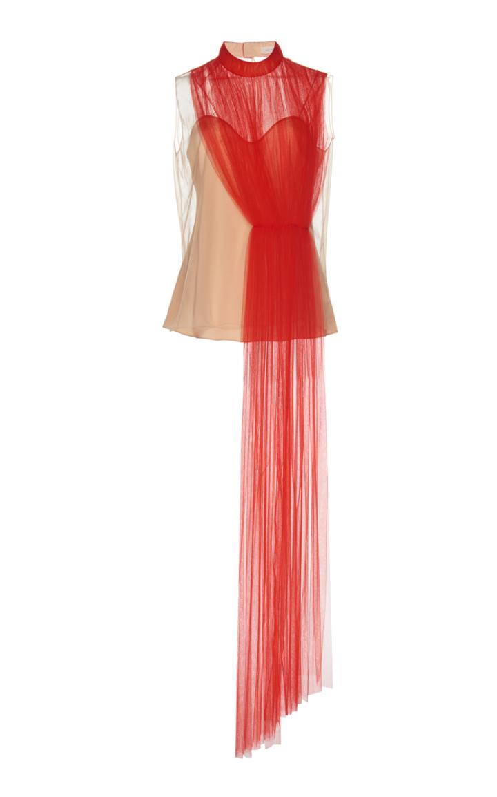 Delpozo Asymmetrical Tulle Top