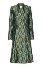 Rebecca De Ravenel Floral-print Wrap-effect Wool And Silk Blend Dress