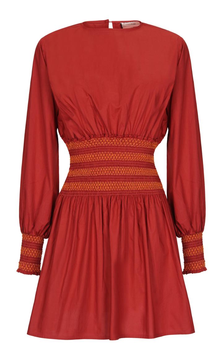 Moda Operandi Escvdo Santos Smocked Cotton Mini Dress