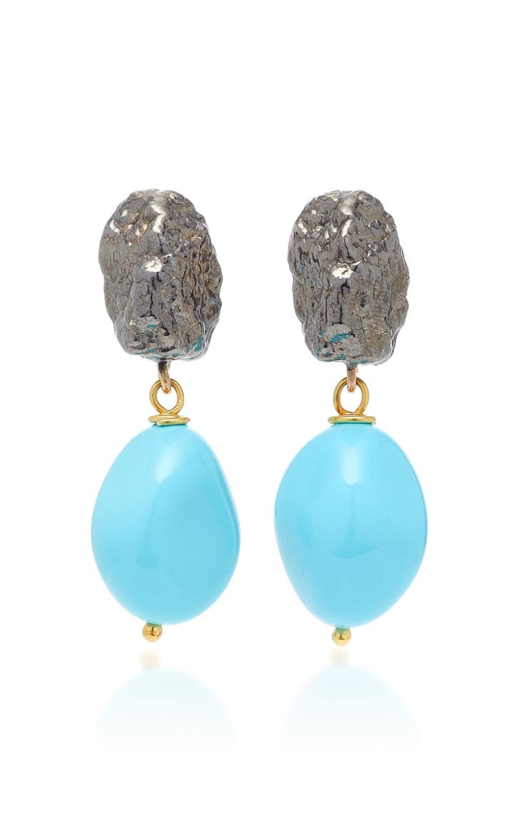 Grazia & Marica Vozza Turquoise And Silver Nugget Earrings