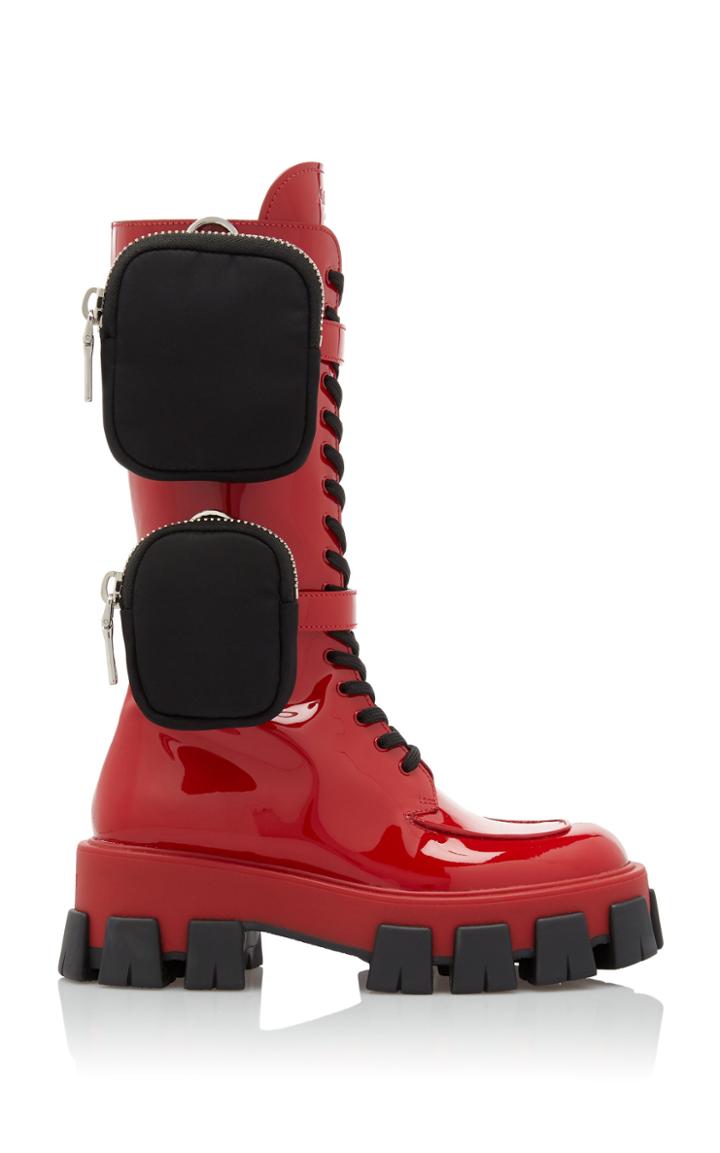 Prada Patent-leather Combat Boots