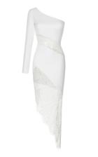 Rasario One-shoulder Crepe And Lace Midi Dress Size: 34