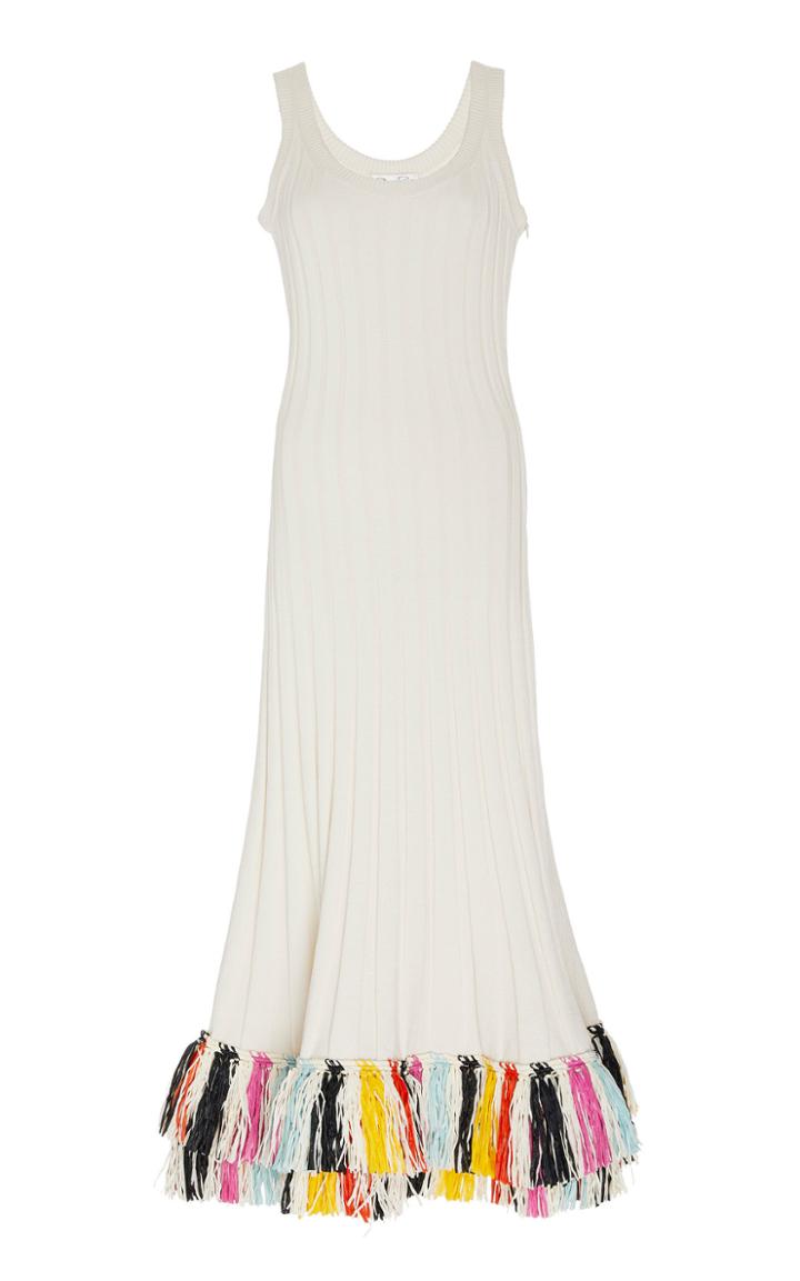 Moda Operandi Oscar De La Renta Fringed Silk-blend Dress Size: 0