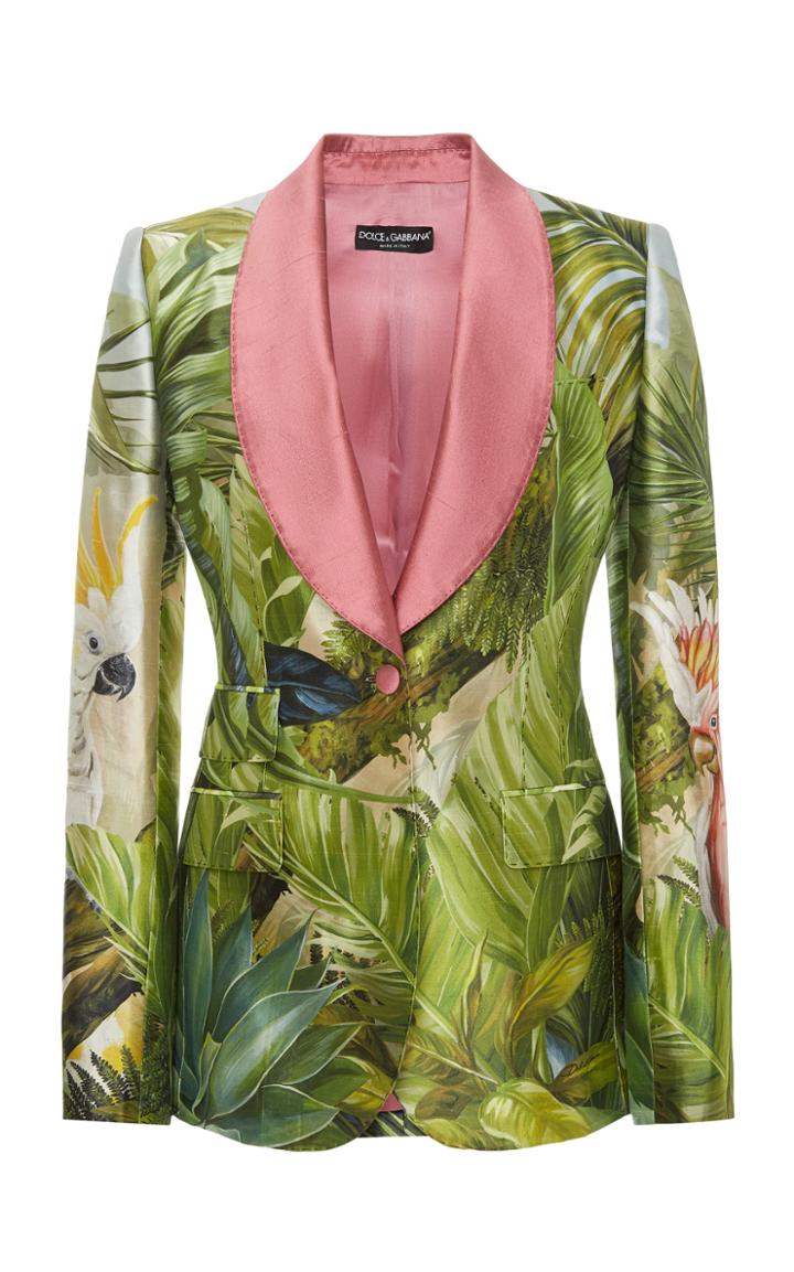 Moda Operandi Dolce & Gabbana Printed Satin Blazer Size: 38