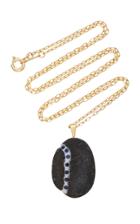 Cvc Stones M'o Exclusive: 18k Gold Grey Beach Stone And Sapphire Brook Necklace