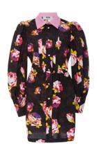 Msgm Floral Printed Button-up Mini Dress