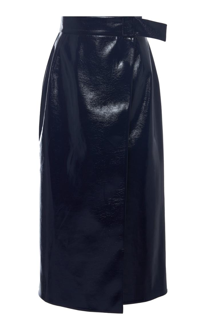 Emilia Wickstead Paulina Wrap-effect Vinyl Midi Skirt