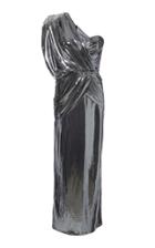 Attico One-shoulder Stretch-lam Gown