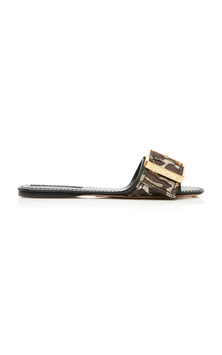 Rochas Buckled Leopard-print Brocade Slides