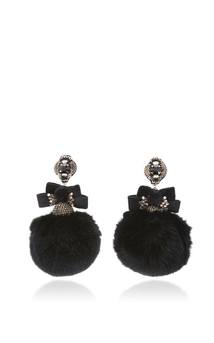 Ranjana Khan Black Large Pom Disco Ball Earrings