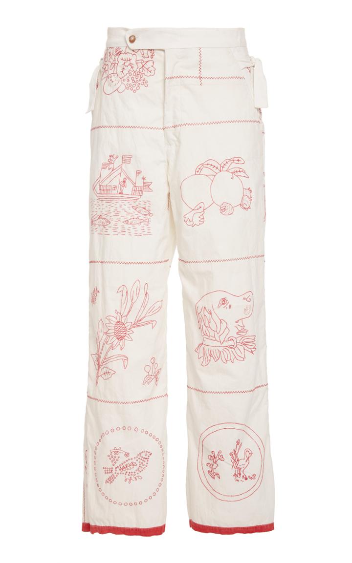 Bode Edwardian Redwork Side-tie Trouser