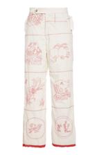 Bode Edwardian Redwork Side-tie Trouser