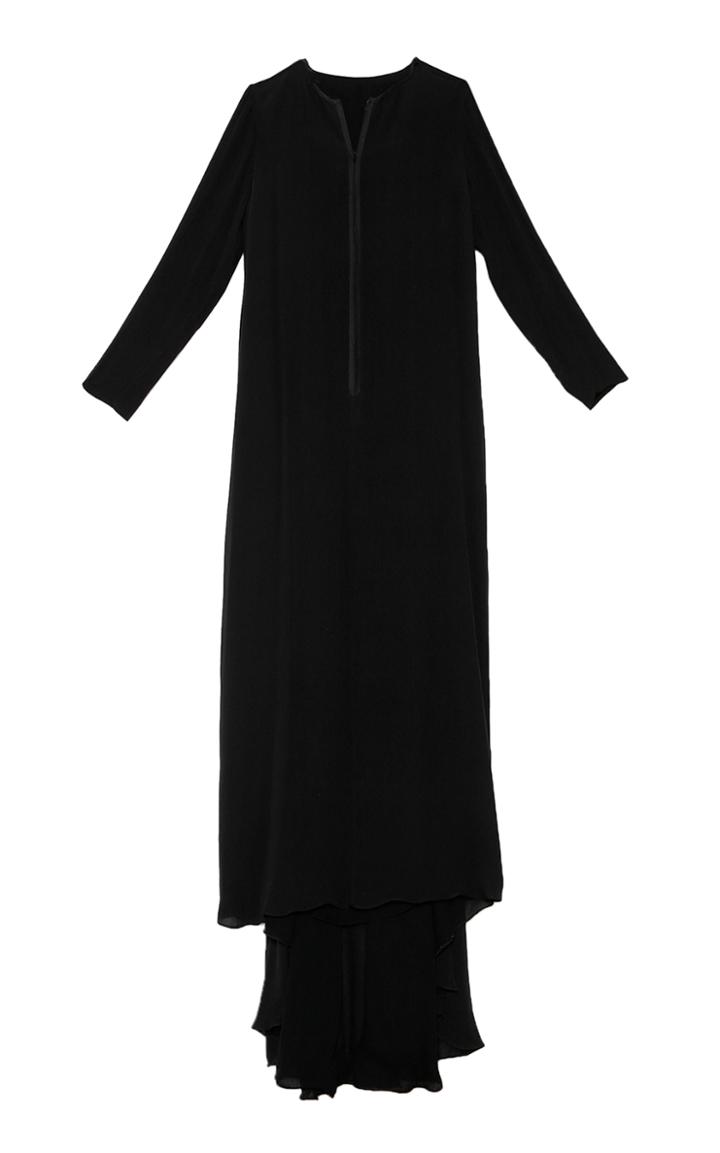 Saptodjojokartiko Black Cleavage Chiffon Maxi-dress