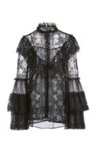 Moda Operandi Costarellos Whitney Ruffled Lace-trimmed Embroidered-tulle Top