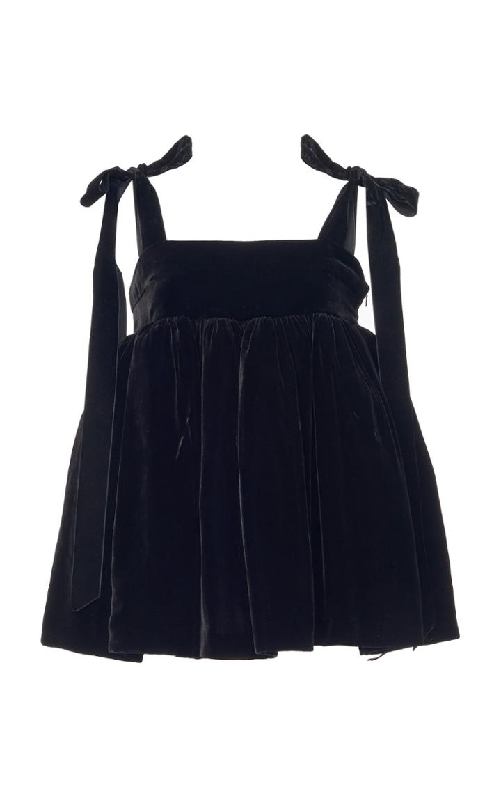 Cecilie Bahnsen Celina Bow-embellished Velvet Top
