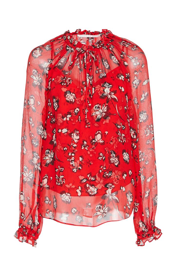 Veronica Beard Antonette Printed Silk Top