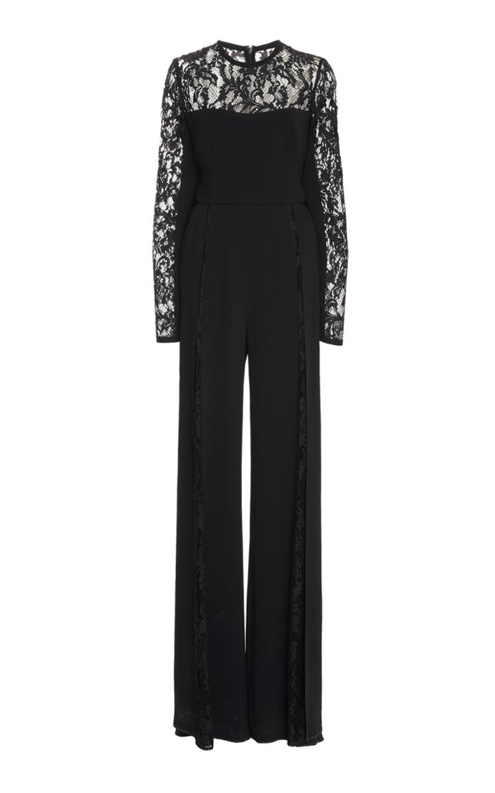 Elie Saab Crepe Cady Lace Jumpsuit