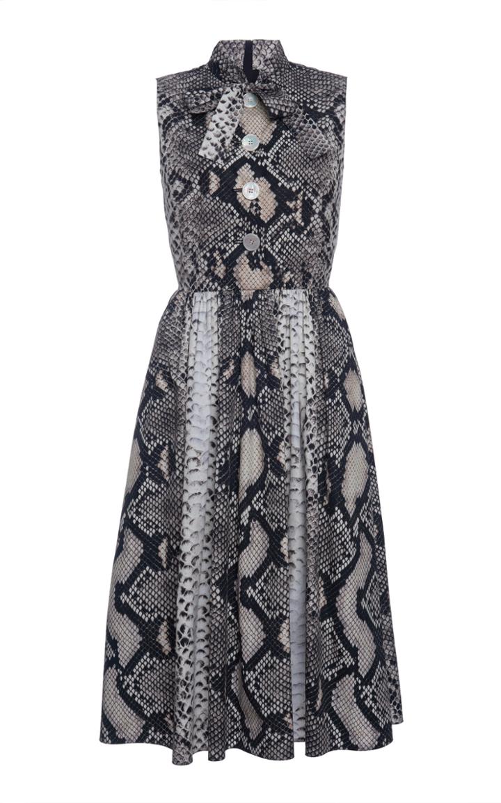 Moda Operandi Prada Animal Print Scarf Neck Dress Size: 36