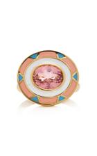 Sig Ward 18k Gold Enamel And Tourmaline Ring