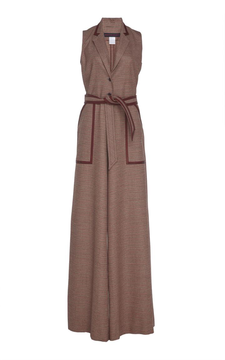 Martin Grant Leather-trimmed Wool-blend Wide-leg Jumpsuit