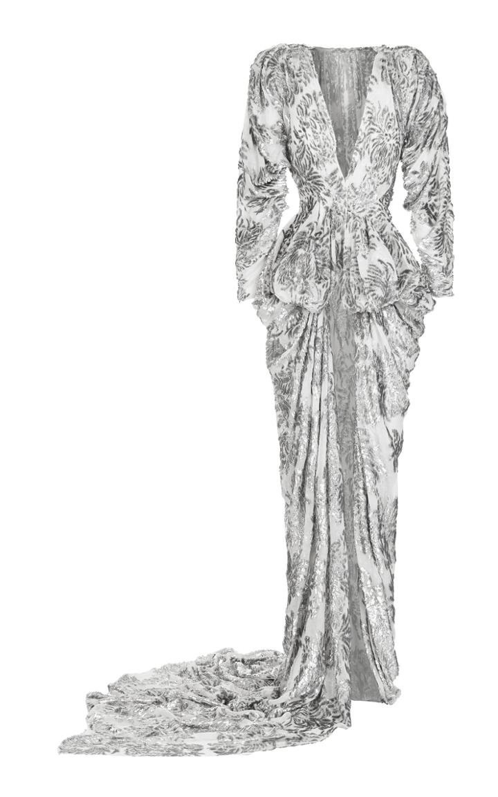 Maticevski Narcissus Metallic Open Front Gown
