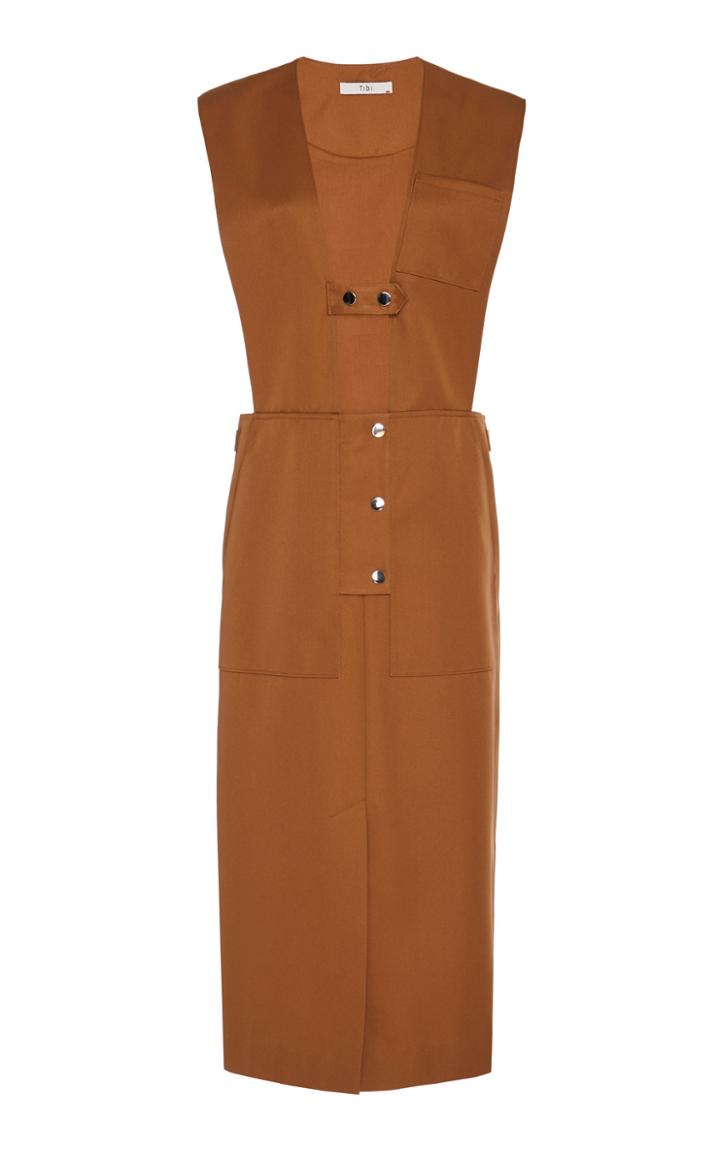 Tibi Tab-detailed Twill Overall Dress