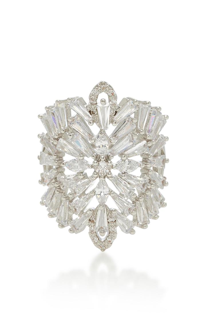 Fallon Monarch Deco Medallion Rhodium And Crystal Ring