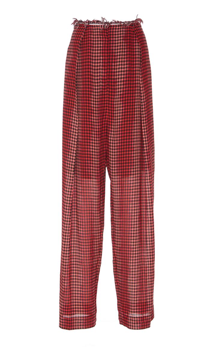 Nina Ricci Belted Check Flannel Trousers