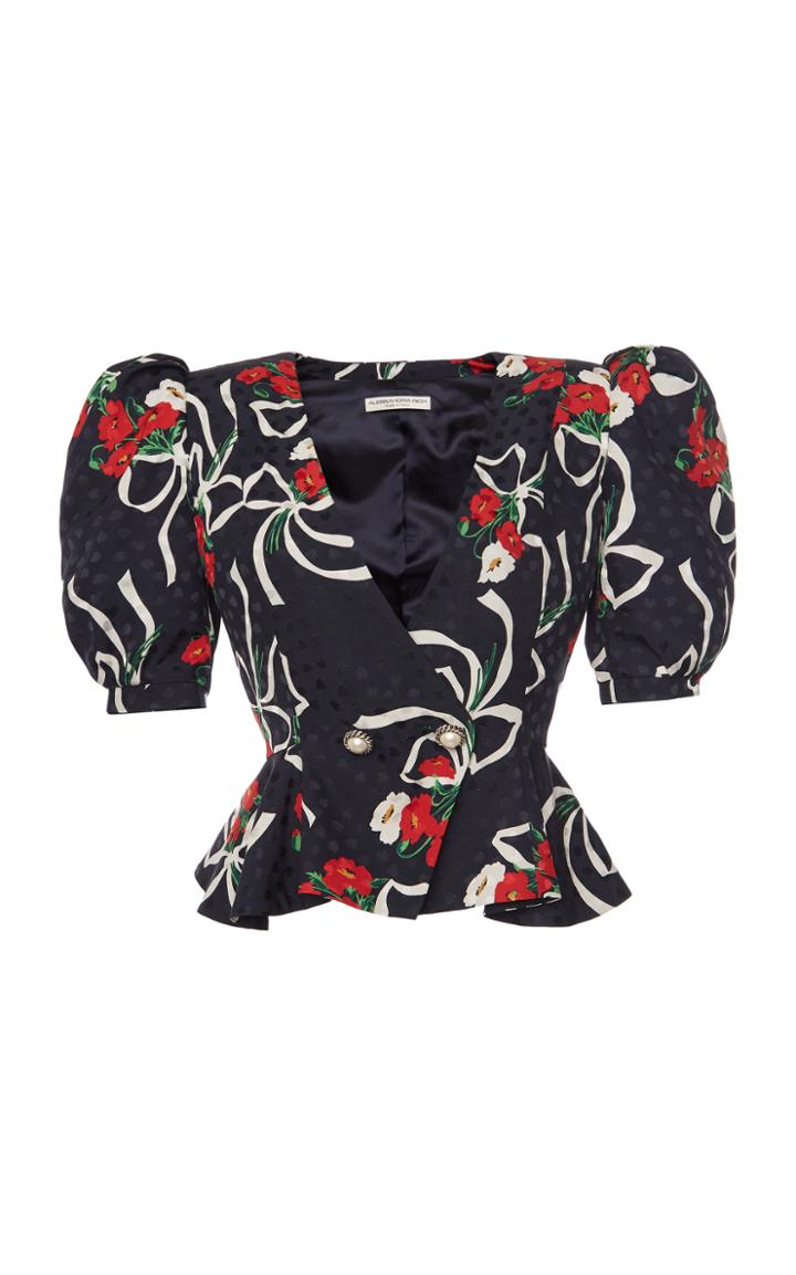 Moda Operandi Alessandra Rich Floral Double-breasted Silk Jacket
