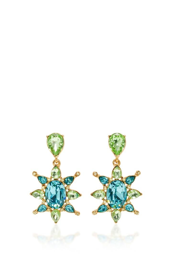 Oscar De La Renta Aqua Tropical Bloom Star C Earring
