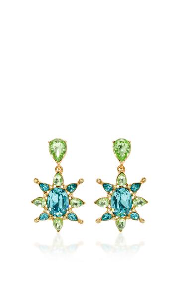 Oscar De La Renta Aqua Tropical Bloom Star C Earring