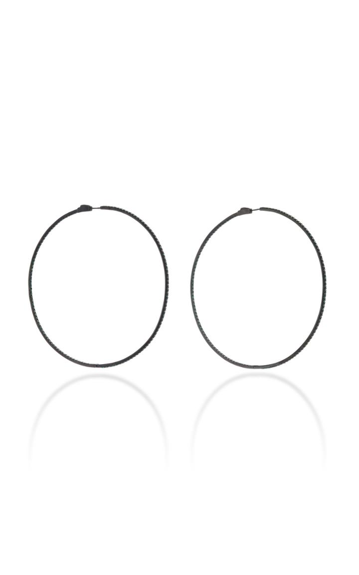 Lynn Ban Starlight Rhodium-plated Sterling Silver And Tsavorite Hoop E