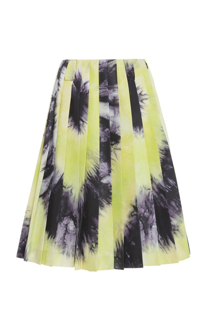 Prada Tie-dye Pleated Silk-satin Skirt