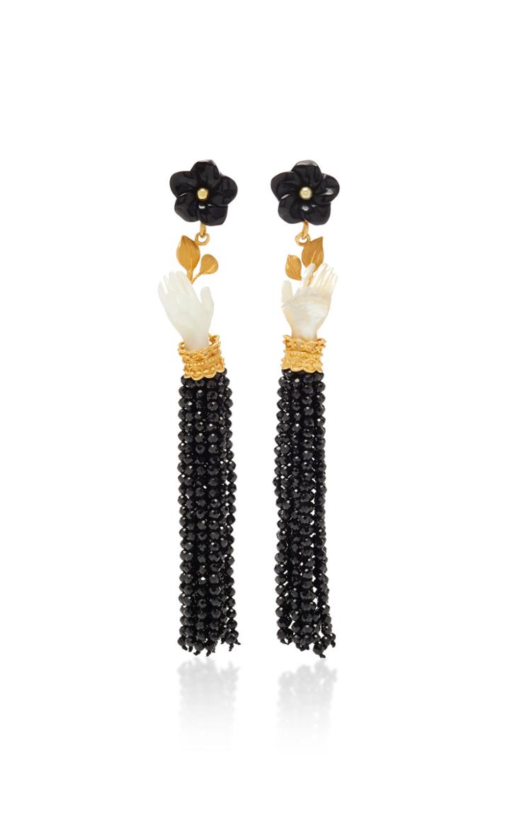 Of Rare Origin Black Spinel And Mother-of-pearl Bloom Earrings