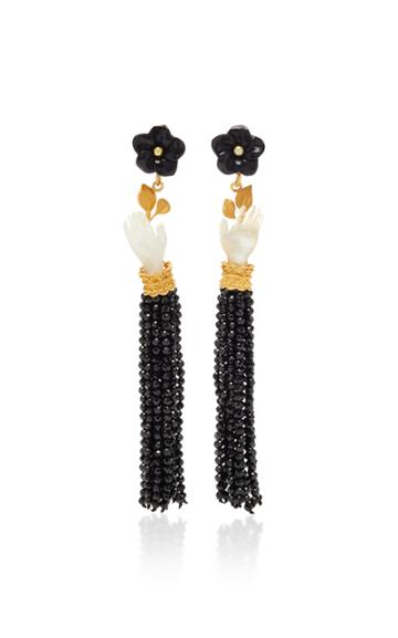 Of Rare Origin Black Spinel And Mother-of-pearl Bloom Earrings