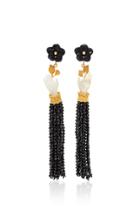 Of Rare Origin Black Spinel And Mother-of-pearl Bloom Earrings
