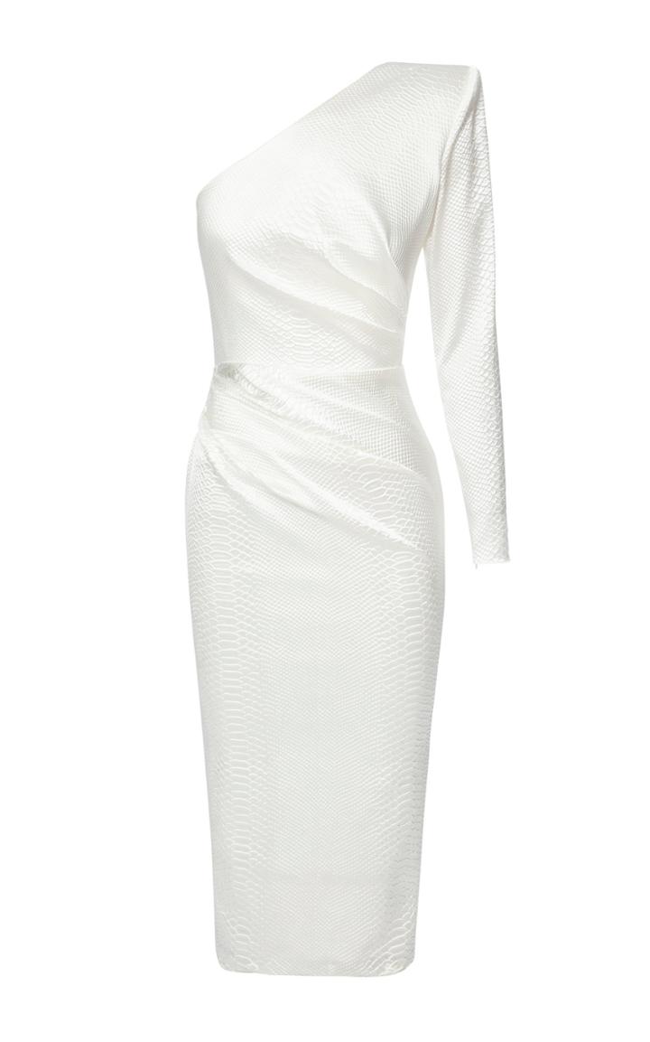 Moda Operandi Alex Perry Kendra One-shoulder Snake-effect Satin Midi Dress Size: 4
